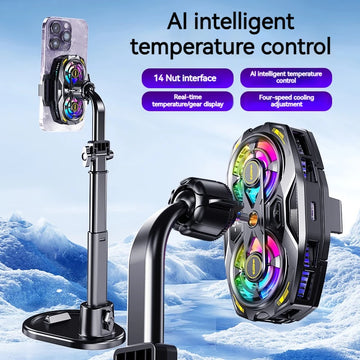 K32 Clip-on Semiconductor Phone Cooler with Digital Display Smart Thermo Dual-core RGB Lights Universal for SmartPhones Apsilon