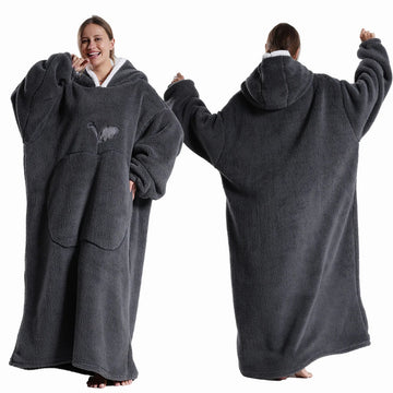 Winter Dikke Sherpa Hoodie Dekbed met Mouwen Oversized Super Zacht Warme Pluche voor Volwassenen Vrouwen en Mannen Model 140cm Apsilon
