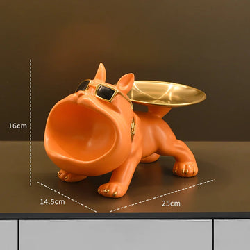 Resin Collectie - Hondenbeeld - Bulldog - Met Opbergbak - Dieren Decoratie - Voor Huisinrichting - Model Bulldog Apsilon