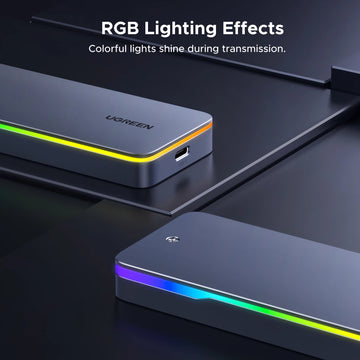 UGREEN 20Gbps M.2 SSD Case NVMe SATA SSD Enclosure Adapter USB 3.2 Gen2 External Enclosure Supports RGB Lighting effect Apsilon
