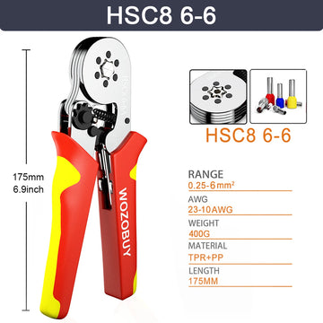 Tubular Terminal Crimper Kit 0.08-16mm² /0.25-10mm² HSC8 6-4/6-6/16-6 Electrical Crimping Pliers Clamp Sets Wire Tips Hand Tools Apsilon