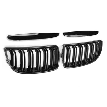 BMW Serie - Nierenrooster - Glanzend Zwart - Dubbele Spijlen - Racing Grill - Voor BMW E90 E91 - Model E90 E91 Pre-Facelift 2005-2008 Apsilon