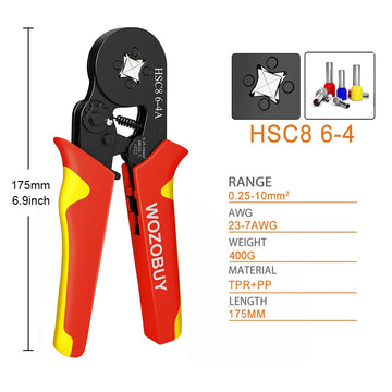 Tubular Terminal Crimper Kit 0.08-16mm² /0.25-10mm² HSC8 6-4/6-6/16-6 Electrical Crimping Pliers Clamp Sets Wire Tips Hand Tools Apsilon