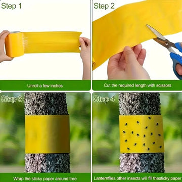 1 Roll Double-Sided Sticky Insect Barrier Tape Effective Against Outdoor Pest Control Self-Adhesive Suitable for Trees Gardens Apsilon