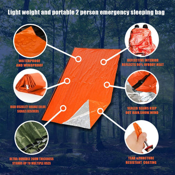 Portable Waterproof Emergency Survival Sleeping Bag Outdoor Edc Camping Gear Thermal Sack First Aid Rescue Kit Mylar Blanket Apsilon
