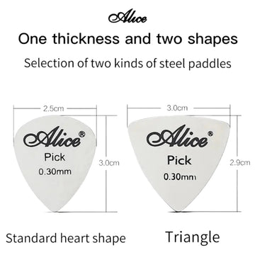 Alice - Metaal Gitaar Plectrums - Duurzaam - Dun 0,3mm - Gitaar - Voor Professionele Muzikanten - Model 0,3mm Apsilon