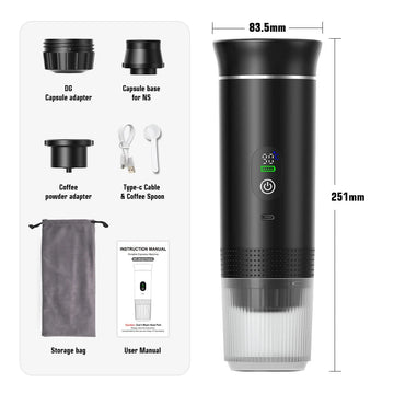 Draadloos Elektrisch - Portabele Espresso Koffiemachine - 3-in-1 Capsule en Poeder - Koffiemaker - Voor Reizigers en Kampeerders Apsilon