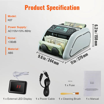 SucceBuy - Geldteller - 1000/Min - Valse Detectie UV MG - Euros - Voor Bedrijven - Model Grijs Apsilon