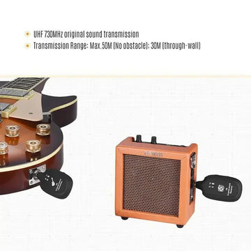 VIKEFON - Draadloos Gitaarsysteem - UHF Technologie - Ingebouwde Batterij - Origineel Geluid - Voor Gitaristen - Model UHF Apsilon