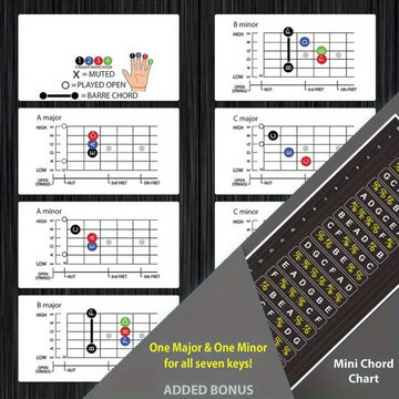 Gitaar - Fretboard Stickers - Leren Noten - Gelamineerd Vinyl - Notenkaart - Voor Beginnende Gitaristen - Standard Model Apsilon