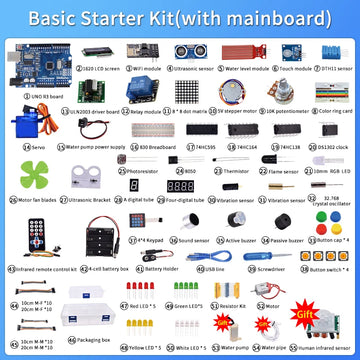 Super Starter kit with wifi module, 130 motor, HC-SR501, 1602, relay, water sensor, HC-sr04, RGB module for Arduino Diy Kit Apsilon