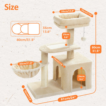 Kleine Kattentoren - Kattentoren - Met Krabpalen - Grote Hangmat - Kattenactiviteit - Voor Indoor Katten - Model AMT0208 Apsilon