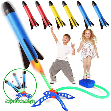 Kids Outdoor Rocket Foot Pump Outdoor Air Pressing Soaring Rocket Suit Jumps Air Powered Rocket Launcher Game Children Toy Gifts Apsilon