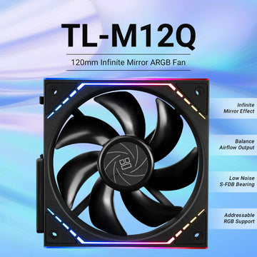 Thermalright TL-M12Q X3 120mm PC Case Cooling Fans, Daisy-Chain | 2000RPM | High Airflow | ARGB | Dual Infinity Mirrors Lighting Apsilon