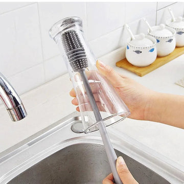 Silicone Milk Bottle Brush Cup Scrubber Glass Cleaner Kitchen Cleaning Tool Long Handle Drink Bottle Glass Cup Cleaning Brush Apsilon