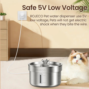 ROJECO - Drinkfontein - Roestvrij Staal - Automatisch - Slim Waterdispenser - Voor Kat en Hond - Model 1 Apsilon