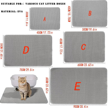 Katten Serie - Kattenbakmat - Waterdicht - Antislip - Vulling Vanger - Voor Katten - Groot Model E Apsilon