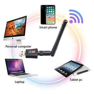 Dubbele Band - USB WiFi-Adapter - 2.4GHz 5GHz - 600Mbps Snelheid - Met Antenne - Voor PC Gebruikers - Model 600M Apsilon