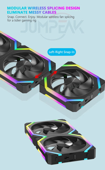 JUMPEAK CS120 ARGB Cooling Fan 360mm Modular Stackable Splicing PWM Silent 120mm RGB Fans Kit For Gaming PC Case Water Cooler Apsilon