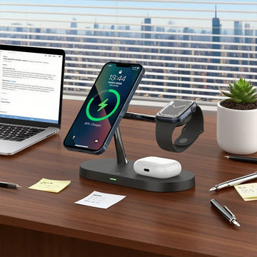3 in 1 - Draadloze Lader Stand - Snel Opladen - Magnetisch - Oplader - Voor Apple Gebruikers - iPhone 12-16 Apsilon