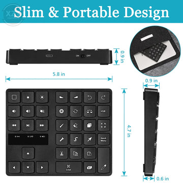 Bluetooth Toetsenbord Draadloos Bluetooth 5.0 35 Toetsen Numeriek Voor Mac en iPad Gebruikers Model 35Keys Apsilon