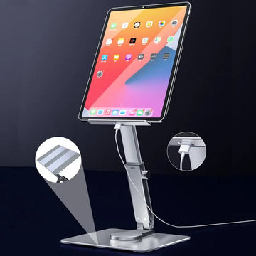 Aluminium Tablethouder 360° Draaibaar Opvouwbaar Verstelbaar Standaard Voor iPad Gebruikers 4-14 Inch Model Apsilon