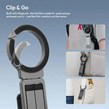 Ulanzi MA38 Mobile Phone Photography Stand Selfie Stick Double Magnetic Overhead Tripod for Samsung Xiaomi Huawei iPhone Vivo Apsilon