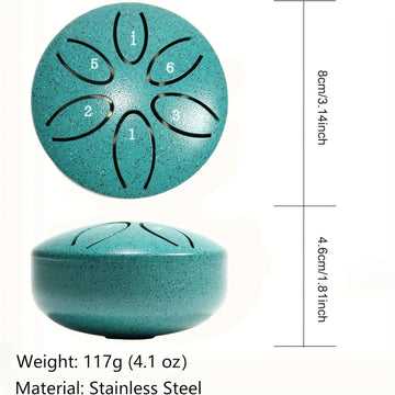 3 Inch Steel Tongue Drum - 6 Tone Handheld Instrument for Meditation & Yoga, Perfect Musical Gift for Beginners Apsilon