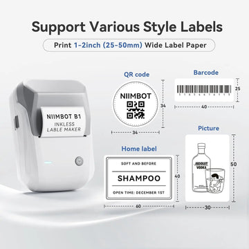 NIIMBOT - Thermische Labelprinter - Draagbaar - Bluetooth - Waterdicht - Voor Kantoor en Thuis - B1 Apsilon