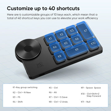 XPPen - Draadloze Afstandsbediening - Aangepaste Sneltoetsen - Bluetooth 5.0 - Grafische Tablet - Voor Ontwerpers - Express Key Apsilon