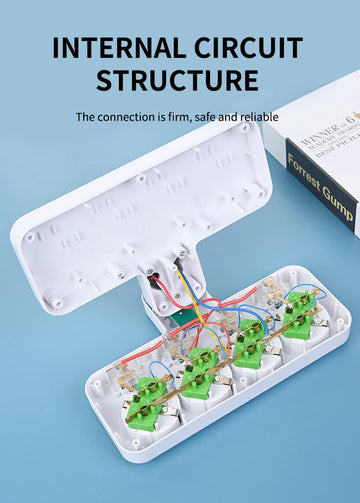 EU plug and socket 4 sockets, multi plug wall power plug and socket without extension cable or USB and Type-C port Apsilon