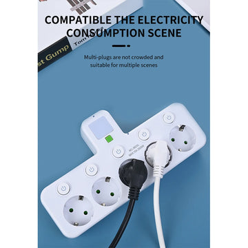 EU plug and socket 4 sockets, multi plug wall power plug and socket without extension cable or USB and Type-C port Apsilon