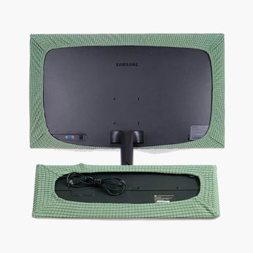 Computer monitor dust cover 2-piece set (1 Monitor cover and 1 keyboard cover) elastic, suitable for 24-30 inch monitors Apsilon