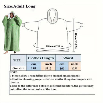 Winter Dikke Sherpa Hoodie Dekbed met Mouwen Oversized Super Zacht Warme Pluche voor Volwassenen Vrouwen en Mannen Model 140cm Apsilon