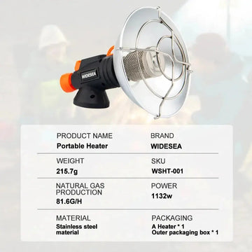 Draagbare Kampeerverwarmer - Snel Opwarmend - Gaslekkagebestendig - Buiten - Voor Kampeerders - Model WS001 Apsilon