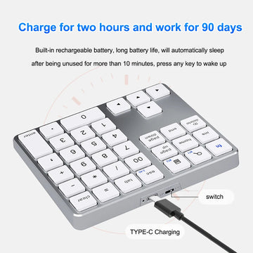 Dubbele Bluetooth Serie - Numeriek Toetsenblok - Draadloos Verbonden - Oplaadbare Batterij - Keypad - Voor Gebruikers - Model 35Keys Apsilon