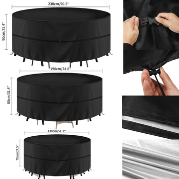 Round Waterproof Garden Furniture Covers Outdoor Patio Circular Table Chair Cover Oxford Cloth Windproof Anti-UV RipProof Apsilon