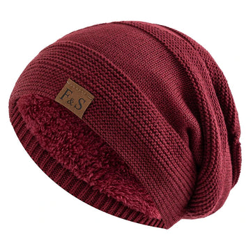 Winter Collectie - Beanie Muts - Slouchy Design - Met Bont Voering - Gebreide - Voor Heren en Dames Apsilon