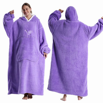 Winter Dikke Sherpa Hoodie Dekbed met Mouwen Oversized Super Zacht Warme Pluche voor Volwassenen Vrouwen en Mannen Model 140cm Apsilon