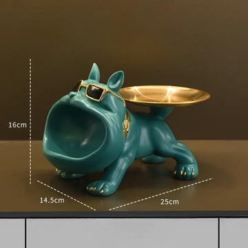 Resin Collectie - Hondenbeeld - Bulldog - Met Opbergbak - Dieren Decoratie - Voor Huisinrichting - Model Bulldog Apsilon