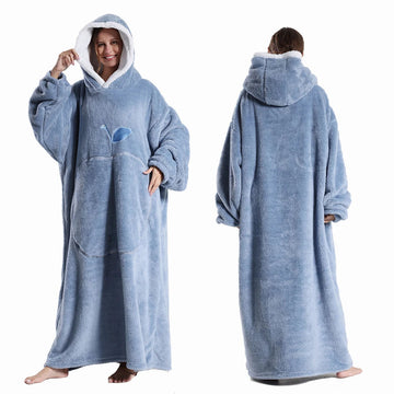 Winter Dikke Sherpa Hoodie Dekbed met Mouwen Oversized Super Zacht Warme Pluche voor Volwassenen Vrouwen en Mannen Model 140cm Apsilon