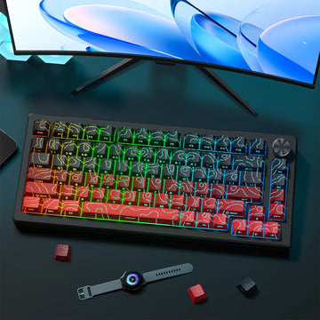 Red Contour Side Printed Shine Through Keycaps Cherry Profile Double Shot PBT Keycap for Gateron MX Switches Mechanical Keyboard Apsilon