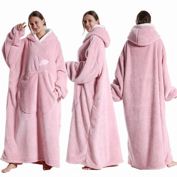 Winter Dikke Sherpa Hoodie Dekbed met Mouwen Oversized Super Zacht Warme Pluche voor Volwassenen Vrouwen en Mannen Model 140cm Apsilon