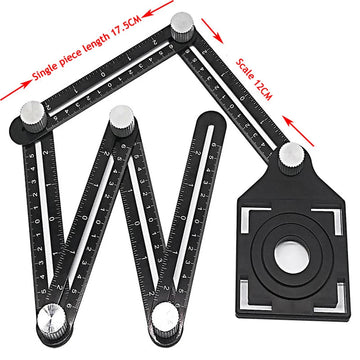 Professional Serie - Multi-Hoek Meetliniaal - Metalen Knoppen - Laser Markeringen - Aluminium Tool - Voor DIY-Gebruikers - Model 25cm Apsilon