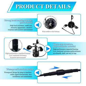 30m/s Weather Station Outdoor Anemometer Sensor Polycarbon 360° Wind Direction Transmitter Sensor Output RS485 4-20MA 0-5V 0-10V Apsilon