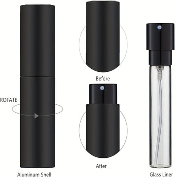 10ml Travel Perfume Sprayer, Refillable Cologne Container, Empty Dispenser Spray Bottle for Mini Sprayer Size (Black) Apsilon