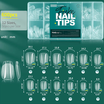 Nailpop - Zachte Gel Nageltips - 600 Stuks - Volledige Dekking - Meerdere Vormen - Nagelaccessoires - Voor Nagelenthousiastelingen - Model 600PCS Apsilon