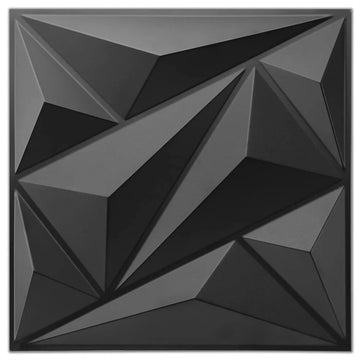 Diamond Serie - 3D Wandpaneel - Diamant Design - Vuurvast - Decoratie - Voor DIY - Model 30x30cm Mat Wit/Zwart Apsilon