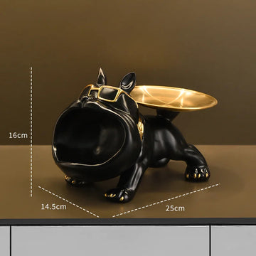 Resin Collectie - Hondenbeeld - Bulldog - Met Opbergbak - Dieren Decoratie - Voor Huisinrichting - Model Bulldog Apsilon