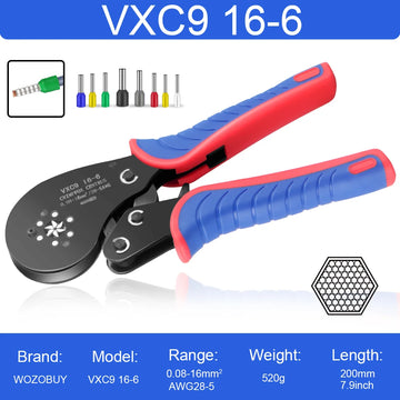 Tubular Terminal Crimper Kit 0.08-16mm² /0.25-10mm² HSC8 6-4/6-6/16-6 Electrical Crimping Pliers Clamp Sets Wire Tips Hand Tools Apsilon